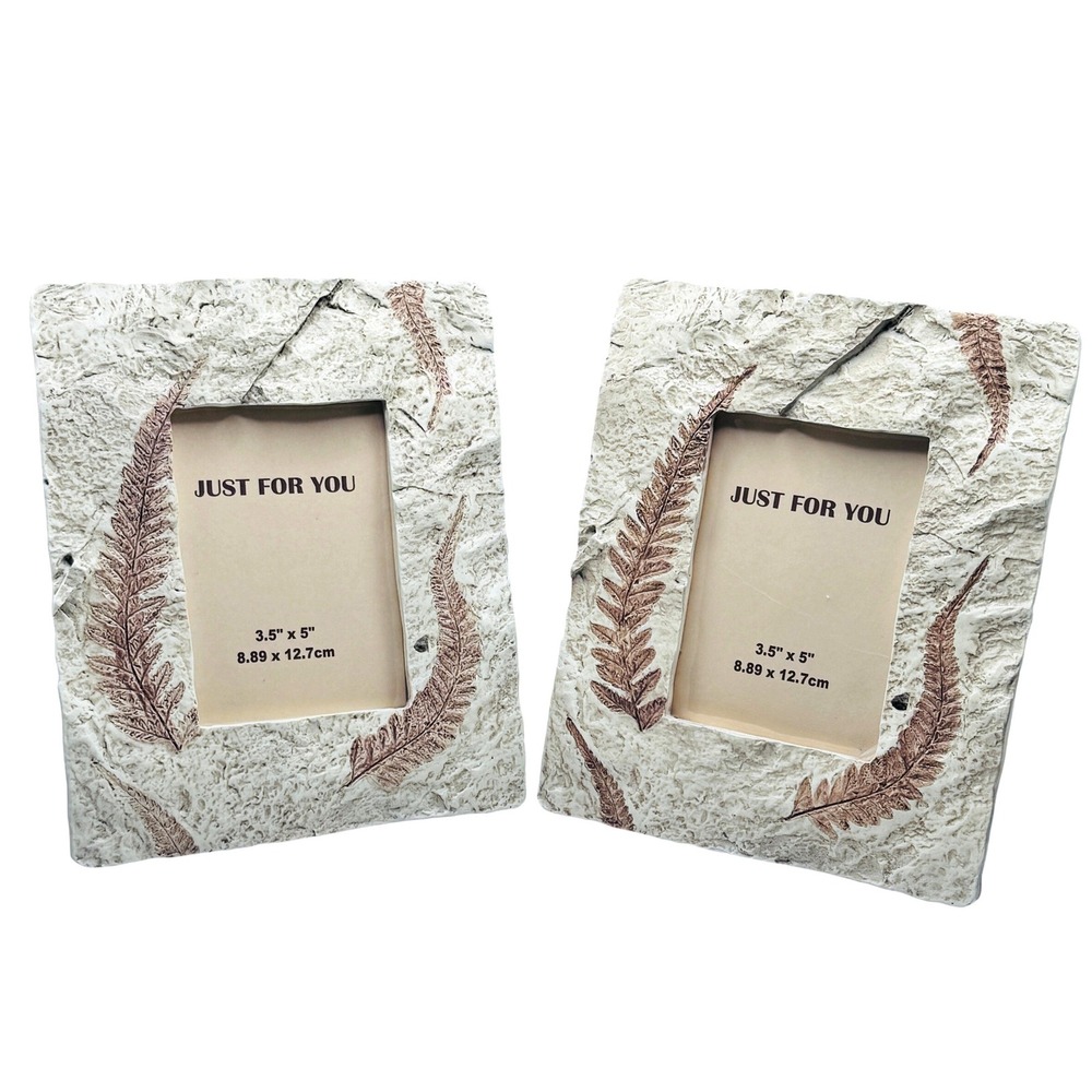 Rustic Floral Fern Fossil Picture Frames (2) Nature Cabin Botanical Cottagecore